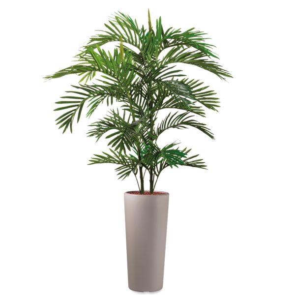 HTT - Kunstplant Areca palm in Clou rond taupe H185 cm - kunstplantshop.nl