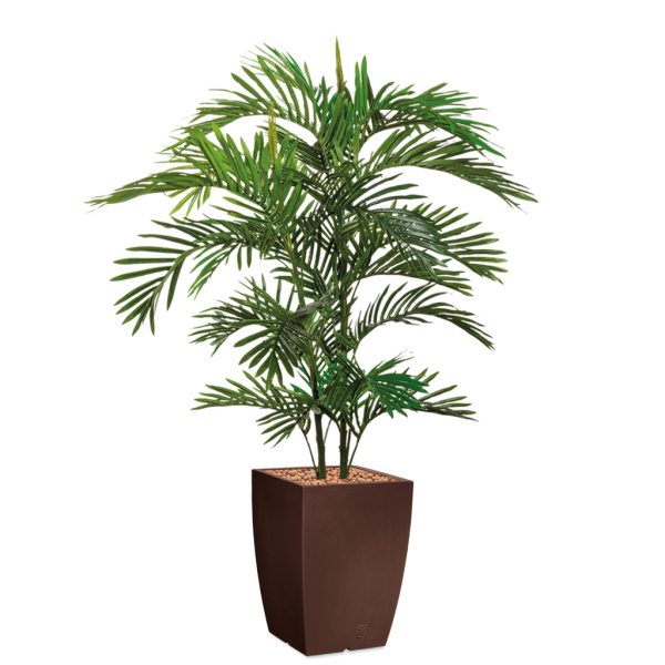HTT - Kunstplant Areca palm in Genesis vierkant bruin H150 cm - kunstplantshop.nl