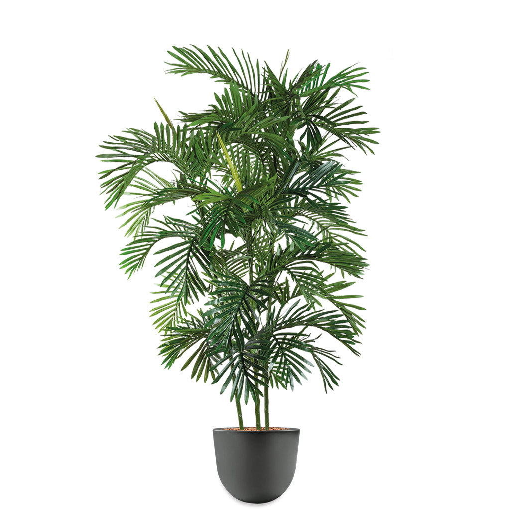HTT - Kunstplant Areca palm in Eggy antraciet H190 cm - kunstplantshop.nl