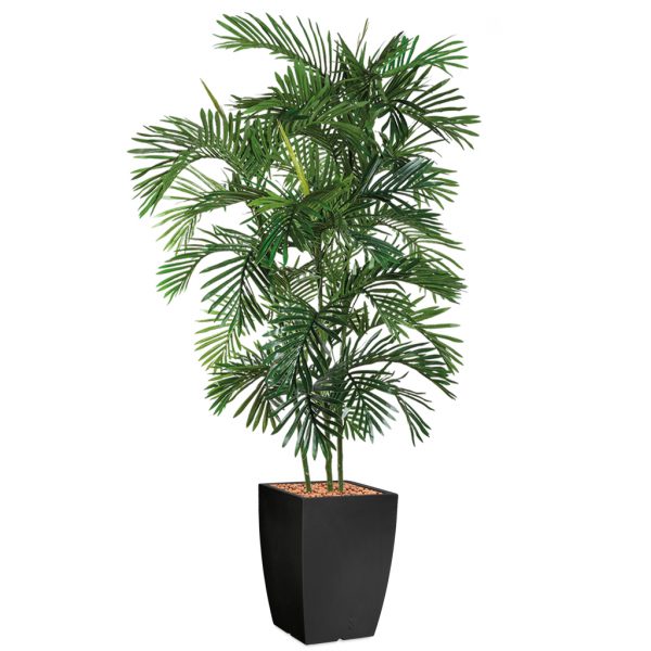 HTT - Kunstplant Areca palm in Genesis vierkant antraciet H210 cm - kunstplantshop.nl