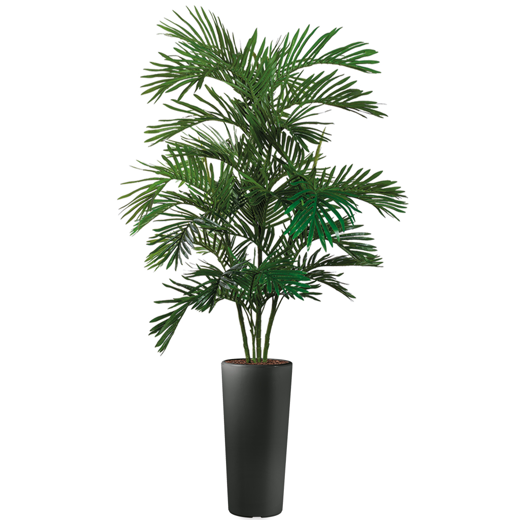 HTT - Kunstplant Areca palm in Clou rond antraciet H215 cm - kunstplantshop.nl