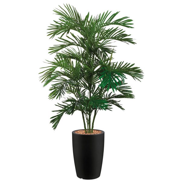 HTT - Kunstplant Areca palm in Genesis rond antraciet H180 cm - kunstplantshop.nl