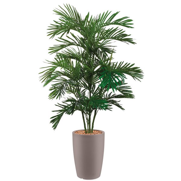 HTT - Kunstplant Areca palm in Genesis rond taupe H180 cm - kunstplantshop.nl