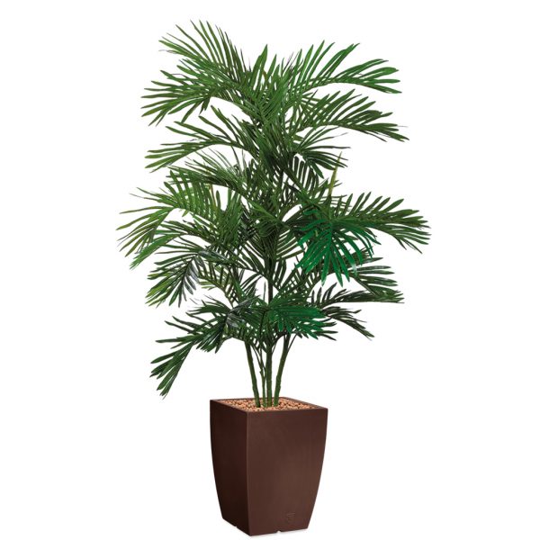 HTT - Kunstplant Areca palm in Genesis vierkant bruin H180 cm - kunstplantshop.nl