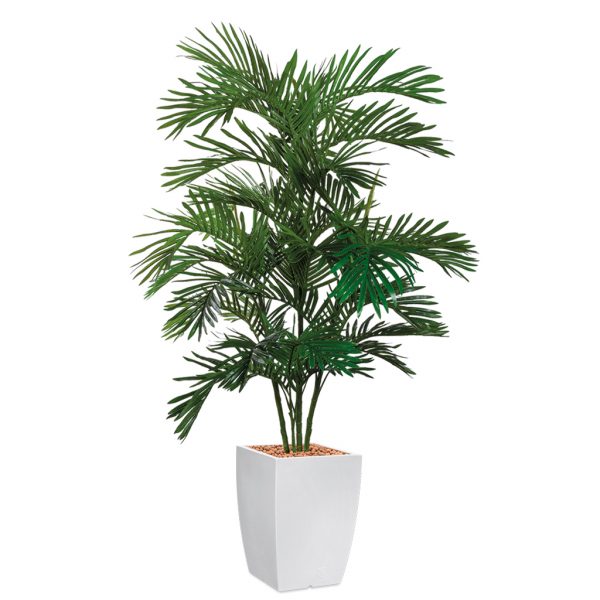 HTT - Kunstplant Areca palm in Genesis vierkant wit H180 cm - kunstplantshop.nl